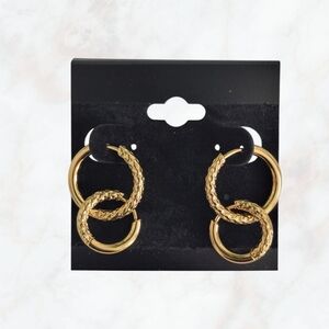 Textured Double Hoop Stainless Steel Earrings